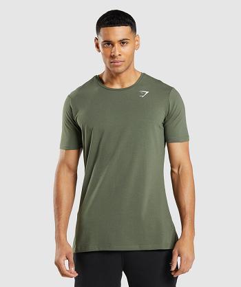 T Shirts Męskie Gymshark Essential Oliwkowe | PL 3913QMA